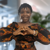 Ifunanya Okolie, striking the 'Inspire Inclusion' pose