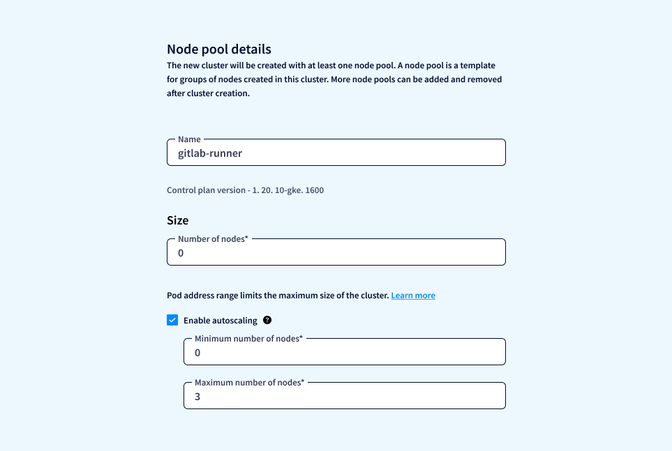 an image that shows the node pool details in How to Design Runners That Scale Using Gitlab-CI (Part 1)